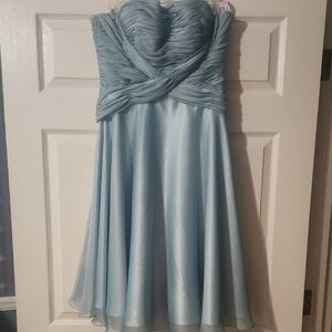Strapless Light Blue A-Line Dress
